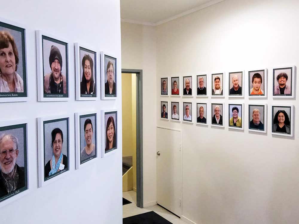 Portraits of 126 members on walls