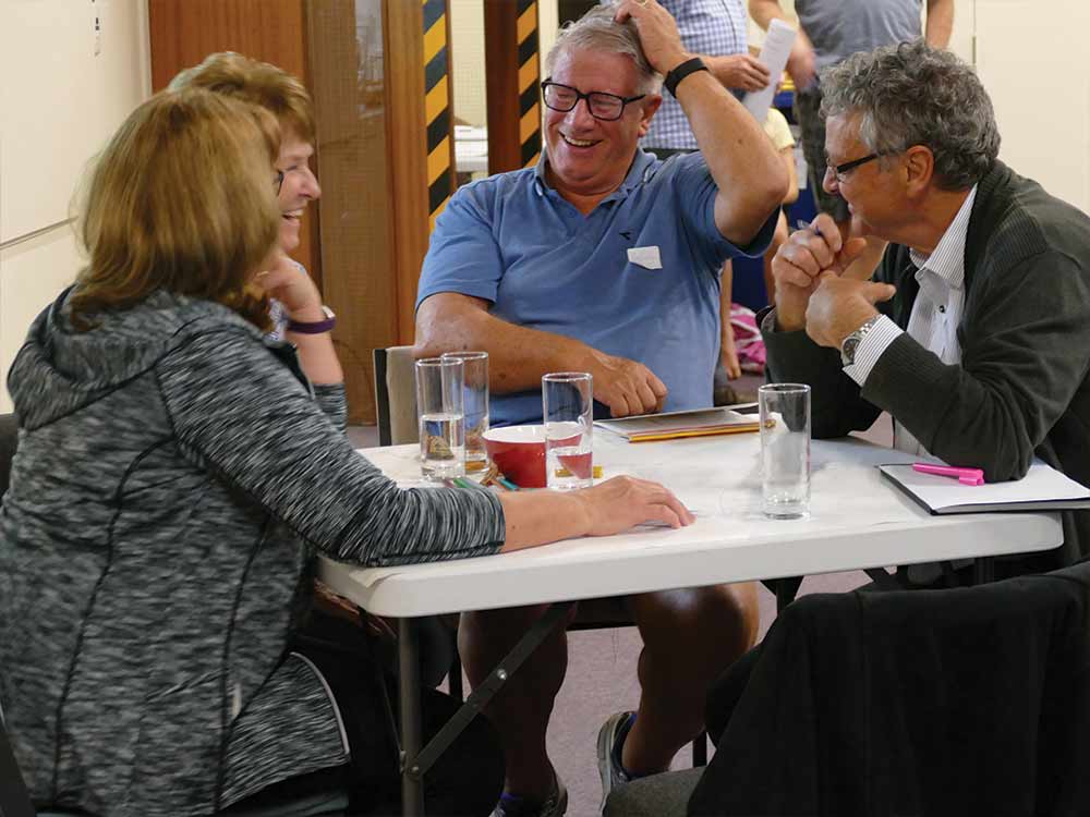 Rodney at Long Bay workshop laughing